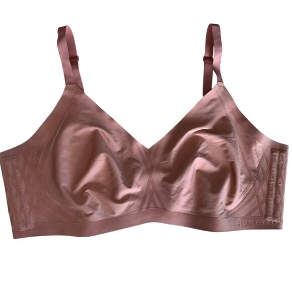 Honeylove V-Neck Bra Wireless 1X Brown Comfort Shapewear wireless - Picture 1 of 3